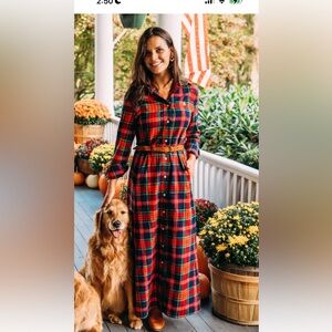 J Peterman plaid button front maxi size 14